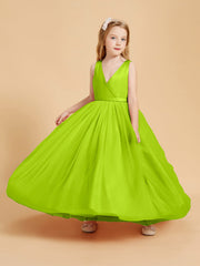 Abiti Damigella Junior In Tulle Top In Raso Fiocco Glamour Verde Lime