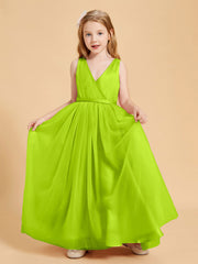 Abiti Damigella Junior In Tulle Top In Raso Fiocco Glamour Verde Lime