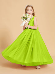 Abiti Damigella Junior In Tulle Top In Raso Fiocco Glamour Verde Lime