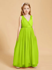 Abiti Damigella Junior In Tulle Top In Raso Fiocco Glamour Verde Lime