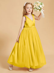 Abiti Damigella Junior In Tulle Top In Raso Fiocco Glamour Calendula