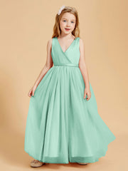 Abiti Damigella Junior In Tulle Top In Raso Fiocco Glamour Verde Menta
