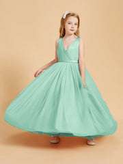 Abiti Damigella Junior In Tulle Top In Raso Fiocco Glamour Verde Menta