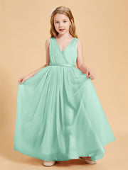 Abiti Damigella Junior In Tulle Top In Raso Fiocco Glamour Verde Menta