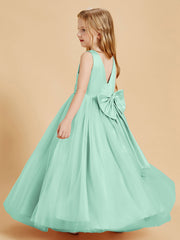 Abiti Damigella Junior In Tulle Top In Raso Fiocco Glamour Verde Menta