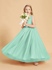 Abiti Damigella Junior In Tulle Top In Raso Fiocco Glamour Verde Menta