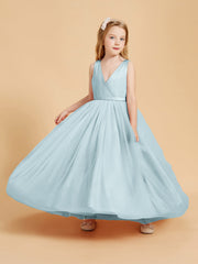 Abiti Damigella Junior In Tulle Top In Raso Fiocco Glamour Nebbia