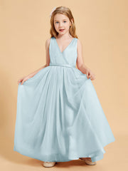 Abiti Damigella Junior In Tulle Top In Raso Fiocco Glamour Nebbia
