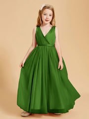 Abiti Damigella Junior In Tulle Top In Raso Fiocco Glamour Muschio