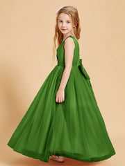 Abiti Damigella Junior In Tulle Top In Raso Fiocco Glamour Muschio