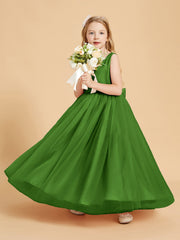 Abiti Damigella Junior In Tulle Top In Raso Fiocco Glamour Muschio