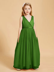 Abiti Damigella Junior In Tulle Top In Raso Fiocco Glamour Muschio