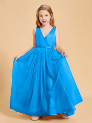 Abiti Damigella Junior In Tulle Top In Raso Fiocco Glamour Blu Oceano