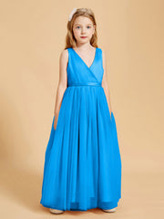 Abiti Damigella Junior In Tulle Top In Raso Fiocco Glamour Blu Oceano