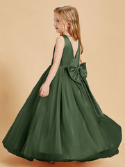 Abiti Damigella Junior In Tulle Top In Raso Fiocco Glamour Verde Oliva