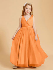 Abiti Damigella Junior In Tulle Top In Raso Fiocco Glamour Arancio