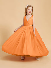 Abiti Damigella Junior In Tulle Top In Raso Fiocco Glamour Arancio