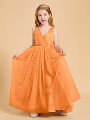 Abiti Damigella Junior In Tulle Top In Raso Fiocco Glamour Arancio