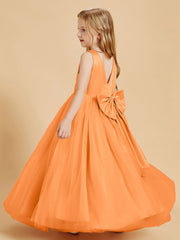 Abiti Damigella Junior In Tulle Top In Raso Fiocco Glamour Arancio