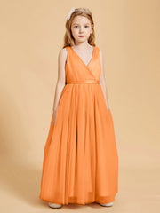 Abiti Damigella Junior In Tulle Top In Raso Fiocco Glamour Arancio