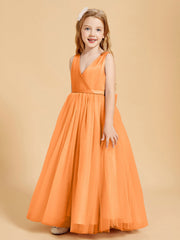 Abiti Damigella Junior In Tulle Top In Raso Fiocco Glamour Arancio