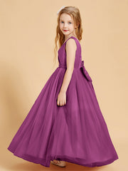 Abiti Damigella Junior In Tulle Top In Raso Fiocco Glamour Orchidea