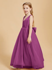 Abiti Damigella Junior In Tulle Top In Raso Fiocco Glamour Orchidea