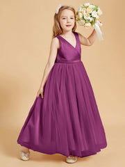 Abiti Damigella Junior In Tulle Top In Raso Fiocco Glamour Orchidea