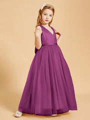 Abiti Damigella Junior In Tulle Top In Raso Fiocco Glamour Orchidea