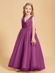 Abiti Damigella Junior In Tulle Top In Raso Fiocco Glamour Orchidea