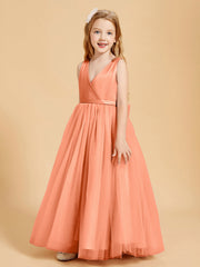 Abiti Damigella Junior In Tulle Top In Raso Fiocco Glamour Papaia