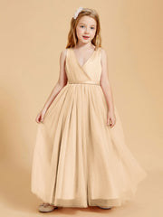 Abiti Damigella Junior In Tulle Top In Raso Fiocco Glamour Pesca