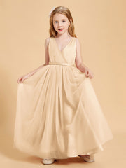 Abiti Damigella Junior In Tulle Top In Raso Fiocco Glamour Pesca