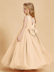 Abiti Damigella Junior In Tulle Top In Raso Fiocco Glamour Pesca