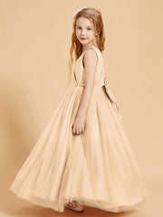 Abiti Damigella Junior In Tulle Top In Raso Fiocco Glamour Pesca