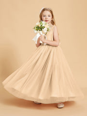 Abiti Damigella Junior In Tulle Top In Raso Fiocco Glamour Pesca