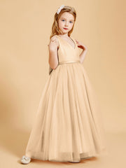 Abiti Damigella Junior In Tulle Top In Raso Fiocco Glamour Pesca