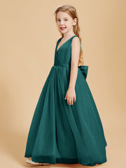 Abiti Damigella Junior In Tulle Top In Raso Fiocco Glamour Pavone