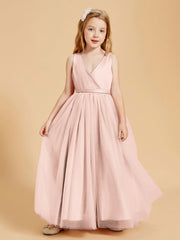 Abiti Damigella Junior In Tulle Top In Raso Fiocco Glamour Rosa Perlato