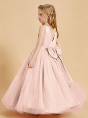 Abiti Damigella Junior In Tulle Top In Raso Fiocco Glamour Rosa Perlato