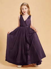 Abiti Damigella Junior In Tulle Top In Raso Fiocco Glamour Prugna