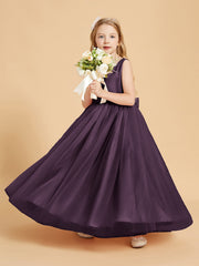 Abiti Damigella Junior In Tulle Top In Raso Fiocco Glamour Prugna