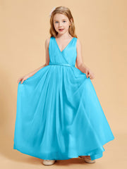 Abiti Damigella Junior In Tulle Top In Raso Fiocco Glamour Blu Piscina