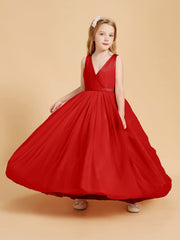 Abiti Damigella Junior In Tulle Top In Raso Fiocco Glamour Rosso