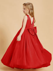 Abiti Damigella Junior In Tulle Top In Raso Fiocco Glamour Rosso