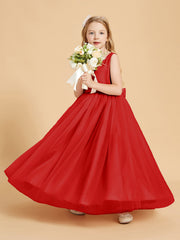 Abiti Damigella Junior In Tulle Top In Raso Fiocco Glamour Rosso