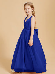 Abiti Damigella Junior In Tulle Top In Raso Fiocco Glamour Blu Royal