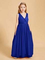 Abiti Damigella Junior In Tulle Top In Raso Fiocco Glamour Blu Royal