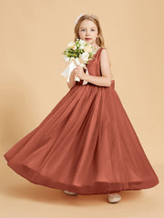 Abiti Damigella Junior In Tulle Top In Raso Fiocco Glamour Ruggine