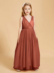 Abiti Damigella Junior In Tulle Top In Raso Fiocco Glamour Ruggine